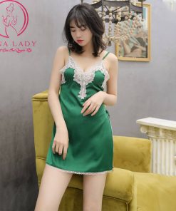 Váy ngủ lụa phối ren xẻ tà cao cấp VN167G 13