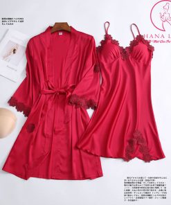 Váy ngủ lụa kèm choàng ren hoa mai cao cấp VN349 7 Váy ngủ lụa kèm choàng ren hoa mai cao cấp VN349 13