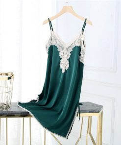 Váy ngủ lụa phối ren xẻ tà cao cấp VN167G 9