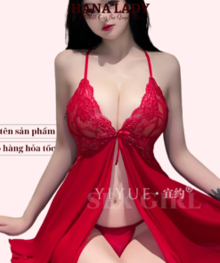 Váy ngủ voan lụa xẻ tà đỏ sexy VN090R 10 Váy ngủ voan lụa xẻ tà đỏ sexy VN090R 21
