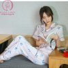 Pijama lụa tơ cao cấp họa tiết chữ PJ366 1 Pijama lụa tơ cao cấp họa tiết chữ PJ366 1