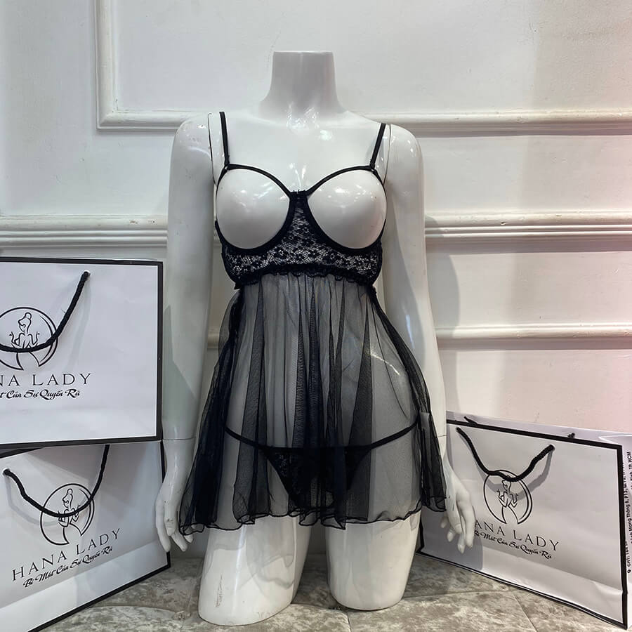 Váy Ngủ Xuyên Thấu Hở Ngực + Quần Không Đáy Sexy VN314W 10 Váy Ngủ Xuyên Thấu Hở Ngực + Quần Không Đáy Sexy VN314W 5