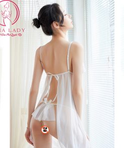 Váy ngủ voan lụa hở ngực xẻ mông sexy VN313W 3 Váy ngủ voan lụa hở ngực xẻ mông sexy VN313W 8
