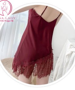 Váy ngủ lụa phối ren chéo tà sexy VN403 7 Váy ngủ lụa phối ren chéo tà sexy VN403 14