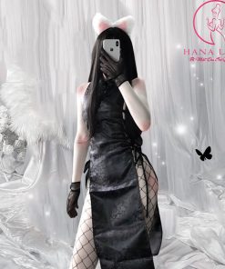 Cosplay sườn xám xẻ tà đan hông lụa gấm cao cấp CP234 3 Cosplay sườn xám xẻ tà đan hông lụa gấm cao cấp CP234 11