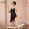 Váy ngủ lụa phối ren chéo tà sexy VN407 2 Váy ngủ lụa phối ren chéo tà sexy VN407 2