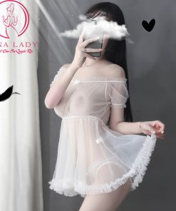Váy ngủ trễ vai xuyên thấu trắng VN335 7 Váy ngủ trễ vai xuyên thấu trắng VN335 14