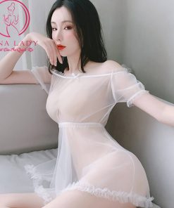 Váy ngủ trễ vai xuyên thấu trắng VN335 8 Váy ngủ trễ vai xuyên thấu trắng VN335 15