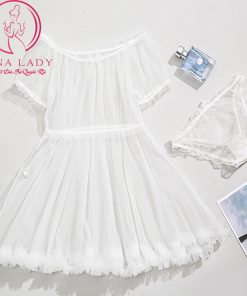 Váy ngủ trễ vai xuyên thấu trắng VN335 6 Váy ngủ trễ vai xuyên thấu trắng VN335 13