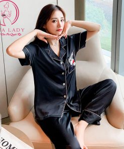 Pijama lục tơ trơn TNQD Gucci cao cấp - đen PJ397B 10
