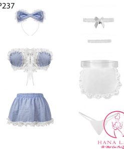 Cosplay hầu gái croptop caro sexy CP237 7 Cosplay hầu gái croptop caro sexy CP237 14