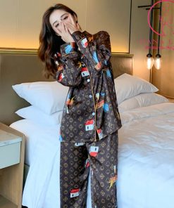 Pijama lụa tơ GC card nâu sang chảnh PJ406 11