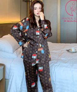 Pijama lụa tơ GC card nâu sang chảnh PJ406 10