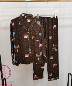 Pijama lụa tơ GC card nâu sang chảnh PJ406 8