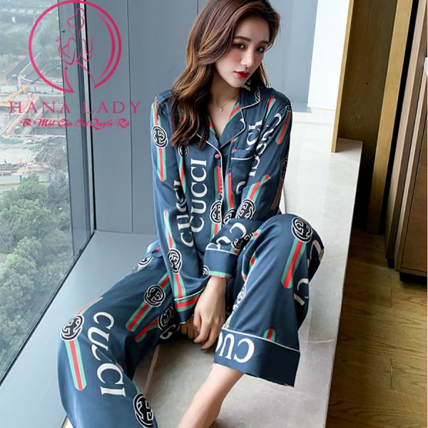 Pijama lụa tơ GUCCI xanh cao cấp PJ405 6 Pijama lụa tơ GUCCI xanh cao cấp PJ405 10