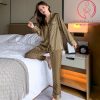 Pijama lụa tơ GC nâu sang chảnh PJ413 2 Pijama lụa tơ GC nâu sang chảnh PJ413 2