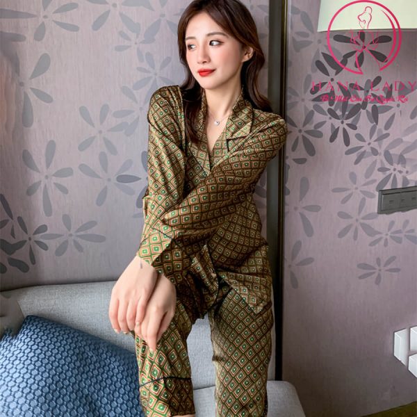 Pijama lụa tơ GC nâu sang chảnh PJ413 8 Pijama lụa tơ GC nâu sang chảnh PJ413 13