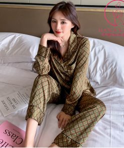 Pijama lụa tơ GC nâu sang chảnh PJ413 4 Pijama lụa tơ GC nâu sang chảnh PJ413 9