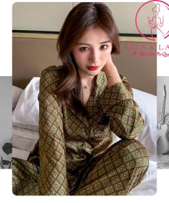 Pijama lụa tơ GC nâu sang chảnh PJ413 3 Pijama lụa tơ GC nâu sang chảnh PJ413 8