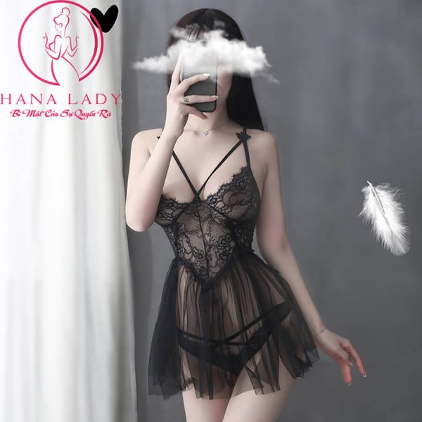 Váy ngủ voan lụa dáng xòe dây ngực sexy - đen VN307 6 Váy ngủ voan lụa dáng xòe dây ngực sexy - đen VN307 10