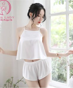 Đồ ngủ lụa yếm sexy trắng VN091W 3 Đồ ngủ lụa yếm sexy trắng VN091W 7