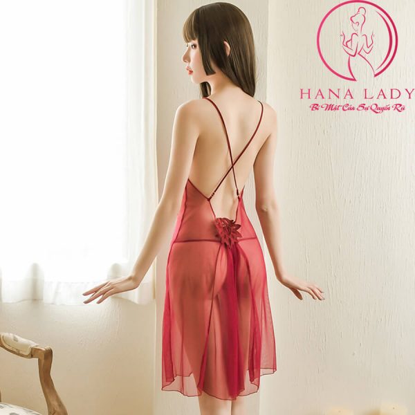 Váy ngủ xuyên thấu đính hoa ngực đỏ sexy VN410 9 Váy ngủ xuyên thấu đính hoa ngực đỏ sexy VN410 14