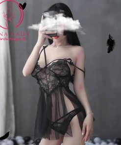 Váy ngủ voan lụa dáng xòe dây ngực sexy - đen VN307 4 Váy ngủ voan lụa dáng xòe dây ngực sexy - đen VN307 8