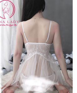 Váy ngủ voan lụa dáng xòe dây ngực sexy - trắng VN307 11