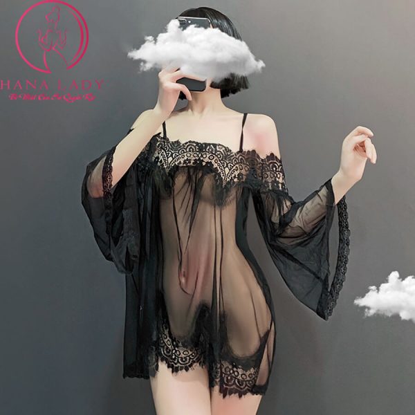 Váy ngủ voan xuyên thấu trễ vai sexy VN092B 7 Váy ngủ voan xuyên thấu trễ vai sexy VN092B 12