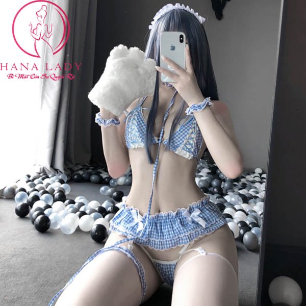 Cosplay hầu gái bra caro sexy CP242 6 Cosplay hầu gái bra caro sexy CP242 11