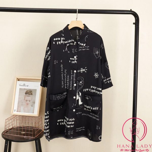 Đầm ngủ sơ mi lụa siêu cấp - Đen PJ404 10 Đầm ngủ sơ mi lụa siêu cấp - Đen PJ404 16