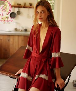 Áo choàng ngủ lụa tay loe phối ren cao cấp VN416 5 Áo choàng ngủ lụa tay loe phối ren cao cấp VN416 15