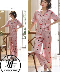 Pijama lụa tơ họa tiết son tim PJ116 5 Pijama lụa tơ họa tiết son tim PJ116 9