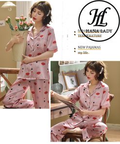 Pijama lụa tơ họa tiết son tim PJ116 4 Pijama lụa tơ họa tiết son tim PJ116 8