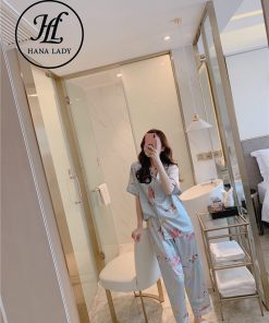 Pijama lụa tơ họa tiết lá nhã nhặn PJ117 4 Pijama lụa tơ họa tiết lá nhã nhặn PJ117 9