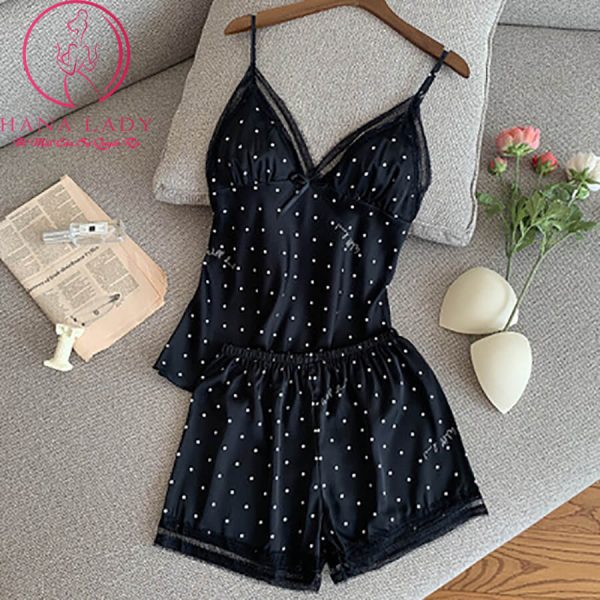 Bộ ngủ pijama lụa tơ chấm bi đen cao cấp PJ421 10 Bộ ngủ pijama lụa tơ chấm bi đen cao cấp PJ421 16