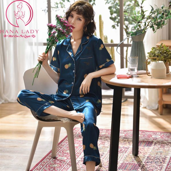 Pijama lụa tơ cao cấp họa tiết quả thơm nhí PJ443 8 Pijama lụa tơ cao cấp họa tiết quả thơm nhí PJ443 12