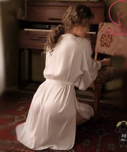 Áo choàng ngủ lụa xẻ tà cao cấp VN419 11