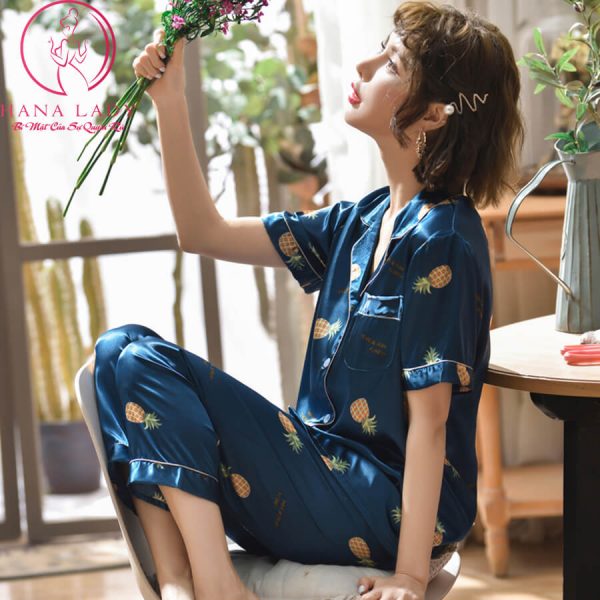 Pijama lụa tơ cao cấp họa tiết quả thơm nhí PJ443 7 Pijama lụa tơ cao cấp họa tiết quả thơm nhí PJ443 11