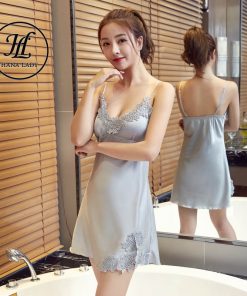Váy ngủ lụa tơ phối ren cao cấp kèm mút ngực xám VN284 5 Váy ngủ lụa tơ phối ren cao cấp kèm mút ngực xám VN284 9