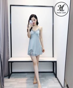 Váy ngủ lụa tơ phối ren cao cấp kèm mút ngực xám VN284 4 Váy ngủ lụa tơ phối ren cao cấp kèm mút ngực xám VN284 8