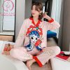 Pijama lụa tơ cao cấp họa tiết cô gái PJ423 2 Pijama lụa tơ cao cấp họa tiết cô gái PJ423 2