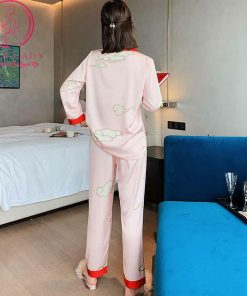 Pijama lụa tơ cao cấp họa tiết cô gái PJ423 4 Pijama lụa tơ cao cấp họa tiết cô gái PJ423 9