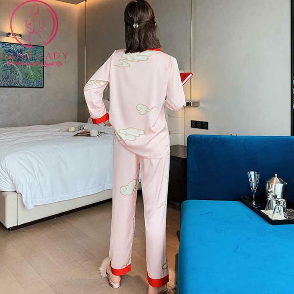 Pijama lụa tơ cao cấp họa tiết cô gái PJ423 8 Pijama lụa tơ cao cấp họa tiết cô gái PJ423 13