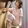 Pijama lụa gấm sọc hồng túi chữ PJ439 2 Pijama lụa gấm sọc hồng túi chữ PJ439 2