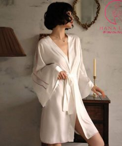 Áo choàng ngủ lụa xẻ tà cao cấp VN419 13