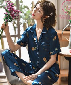Pijama lụa tơ cao cấp họa tiết quả thơm nhí PJ443 3 Pijama lụa tơ cao cấp họa tiết quả thơm nhí PJ443 7