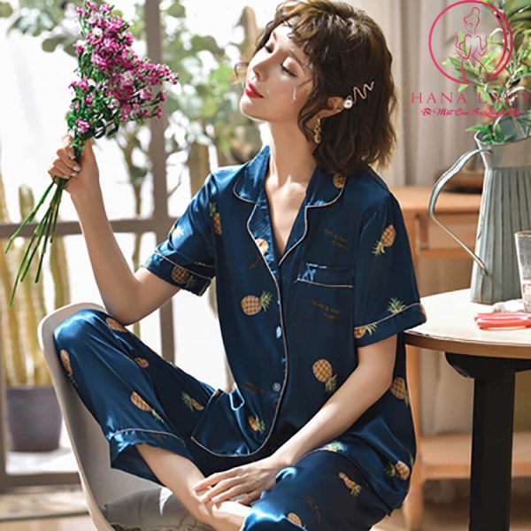 Pijama lụa tơ cao cấp họa tiết quả thơm nhí PJ443 6 Pijama lụa tơ cao cấp họa tiết quả thơm nhí PJ443 10
