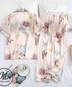 Pijama lụa tơ họa tiết lá nhã nhặn PJ184 5 Pijama lụa tơ họa tiết lá nhã nhặn PJ184 10