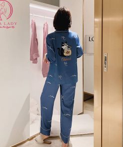 Pijama lụa tơ cao cấp họa tiết Panda sang chảnh PJ450 5 Pijama lụa tơ cao cấp họa tiết Panda sang chảnh PJ450 9